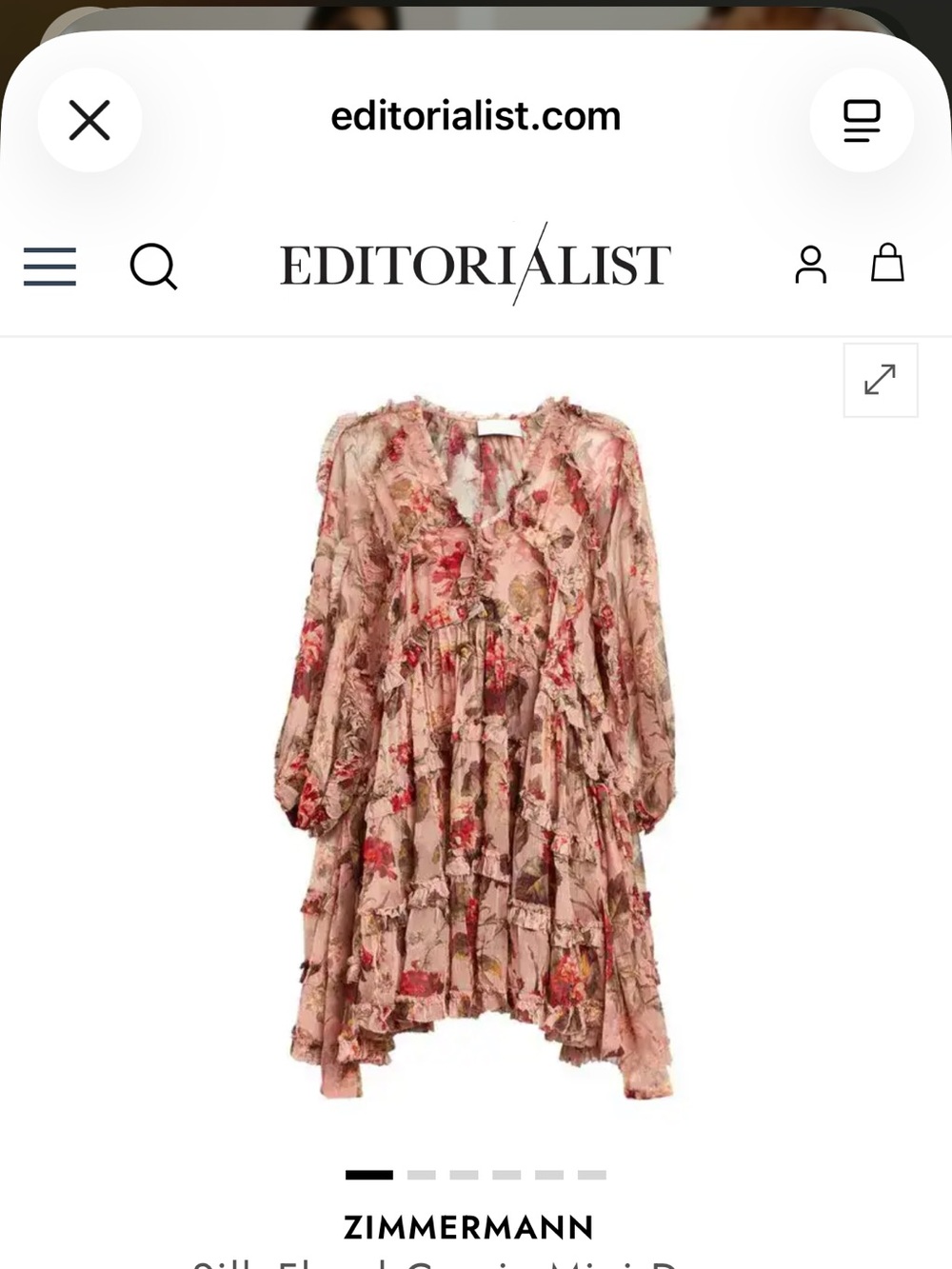Zimmermann Pink Floral Frill-Trimmed Georgette Mini Dress